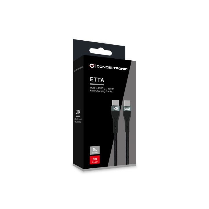 Cable Usb-c Macho A Usb-c Macho 2m Conceptronic Pd 3.0 100w 20v 5a 480mbps E-mark 