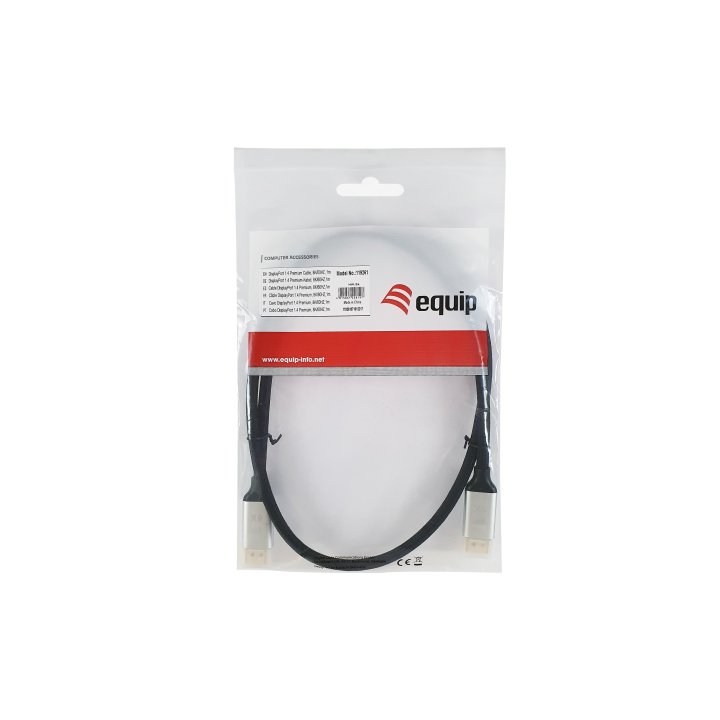 Cable Displayport A Displayport Premium 1.4 8k 60hz 3m Malla Algodón Trenzado Y Conector Aluminio Equip 119263