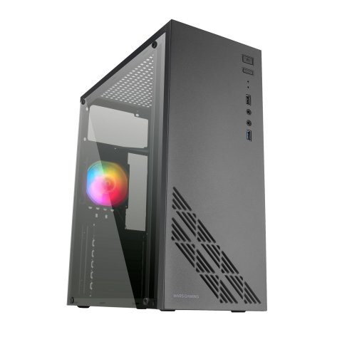 Caja Atx Semitorre Gaming Mars Gaming Mc100 Black Frontal Y Chasis En Acero Ultra-ligero 1xventilador 120mm Trasero Rgb Venta
