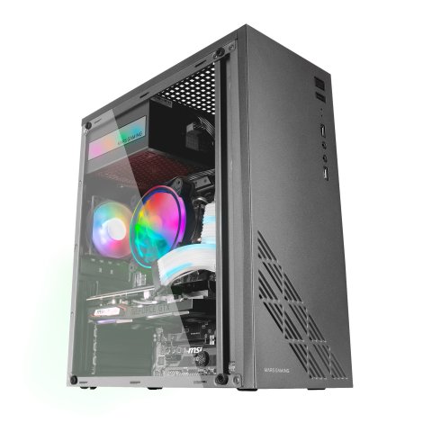 Caja Atx Semitorre Gaming Mars Gaming Mc100 Black Frontal Y Chasis En Acero Ultra-ligero 1xventilador 120mm Trasero Rgb Venta