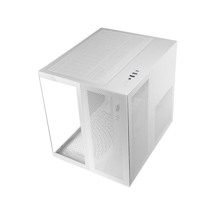 Caja Microatx Cube Gaming Mars Gaming Mcnovam Blanca Doble Panel De Cristal Templado Doble Camara Rejilla Frontal Usb-c Usb-a