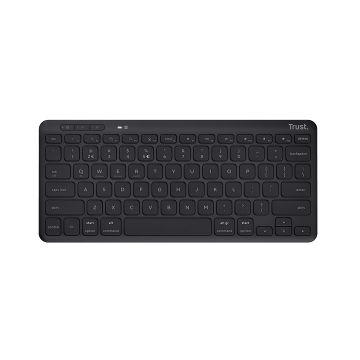 Teclado Trust Lyra Inalambrico Compacto Y Multidispositivo Negro Hecho Con Materiales Reciclados