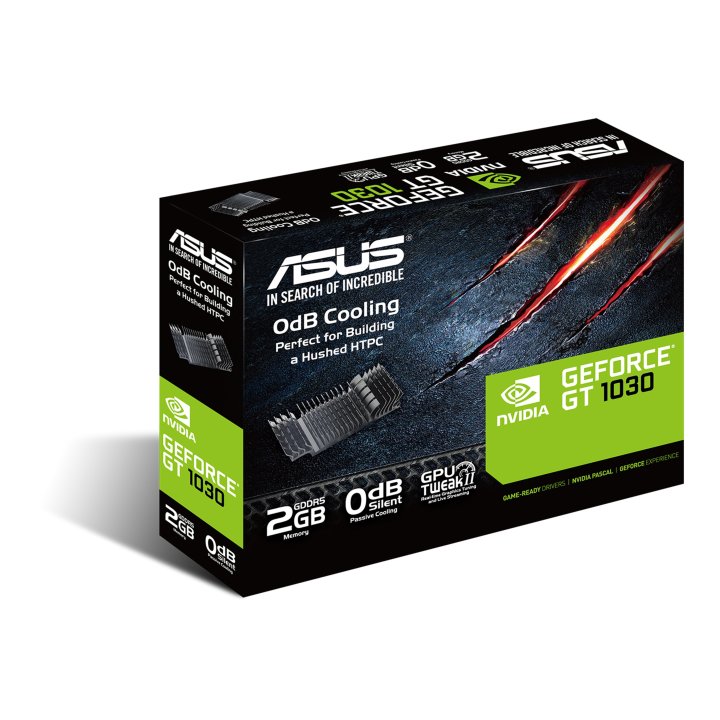 Vga Asus Gt1030-sl-2g-brk (perfil Bajo) Hdmi Dvi 1920x1200 Clock   1506 Mhz Memory 6008 Mhz 64bit, Sin Ventilador