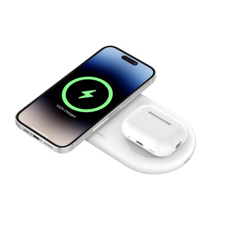 Base De Carga Inalambrica Doble Belkin Wiz021vfwh 15w Qi2 Boost Charge Color Blanco