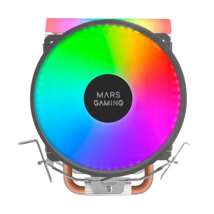 Ventilador Con Disipador Para Cpu Mars Gaming Mcpu33 Black Iluminacion Dual Frgb 3 Heatpipes Disipador De Aluminio Ventilador
