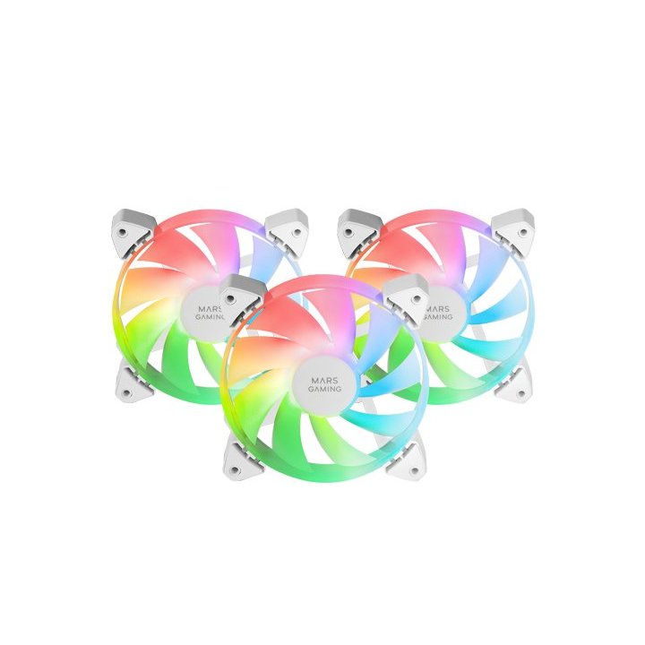 Kit 3xventilador Interno Argb Mars Gaming Mf-3a Kit Blanco 12x12cm Argb Rainbow