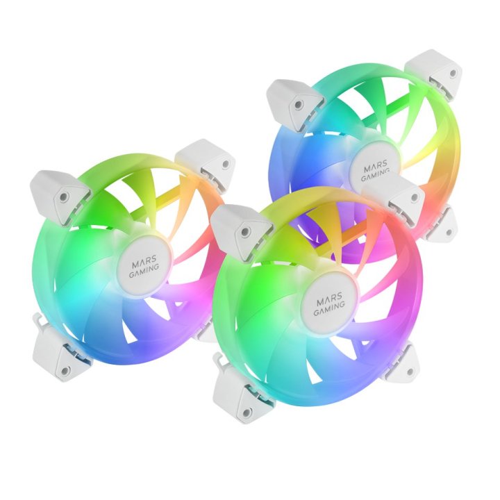 Kit 3xventilador Interno Argb Mars Gaming Mf-3a Kit Blanco 12x12cm Argb Rainbow