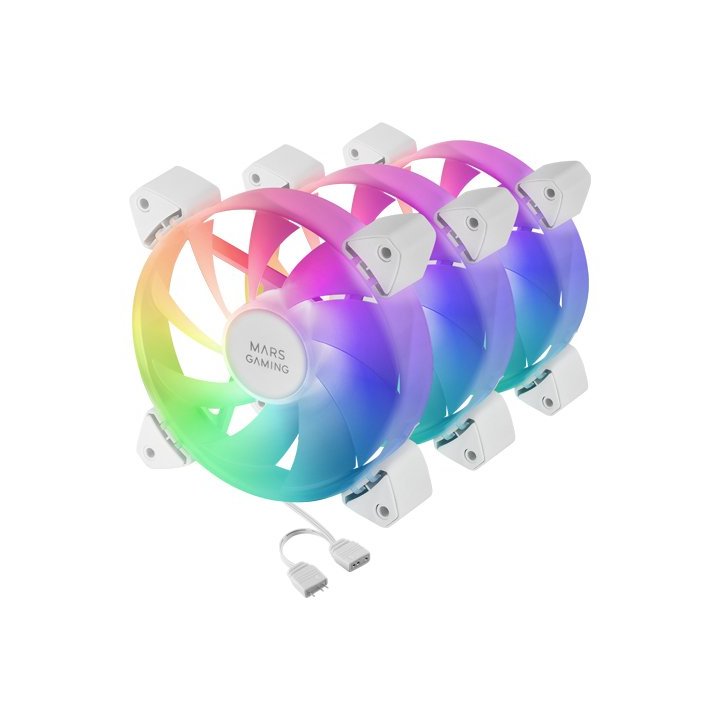 Kit 3xventilador Interno Argb Mars Gaming Mf-3a Kit Blanco 12x12cm Argb Rainbow