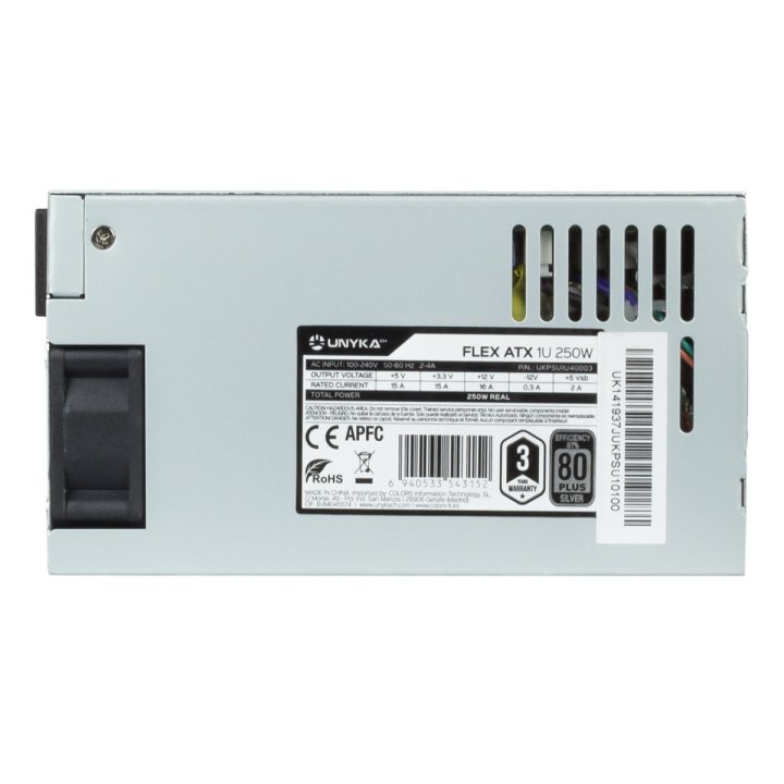 Fuente De Alimentacion Para Servidor Unykach Flex 1u 250w 87% Eficiencia Energetica Activo Ventilador 40mm