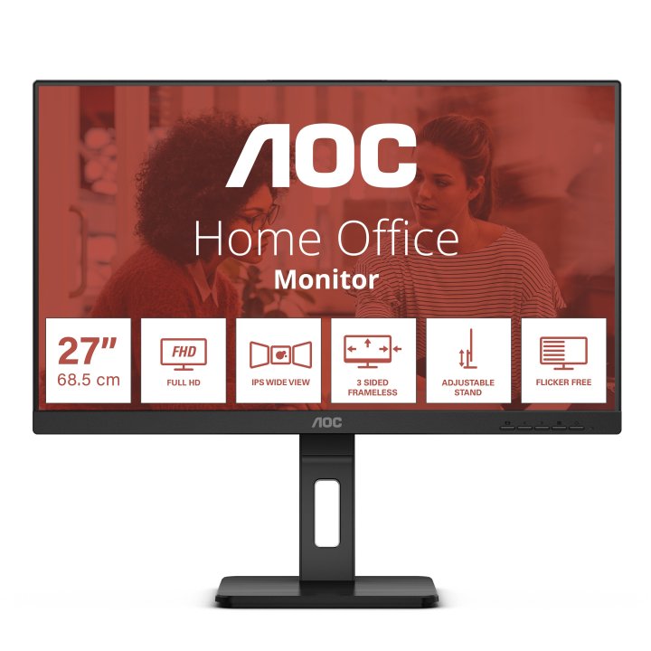 Monitor Aoc 27" 27e3qaf  Displayport Hdmi Vga Audio Aur Full Hd 1920x1080 75hz 4ms Vesa