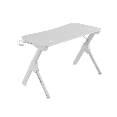 Mesa Mars Gaming Mgd White Chasis De Acero Tablero 110x60cm Altura 74cm Con Diseño De Fibra De Carbono Con Guias Y Soportes