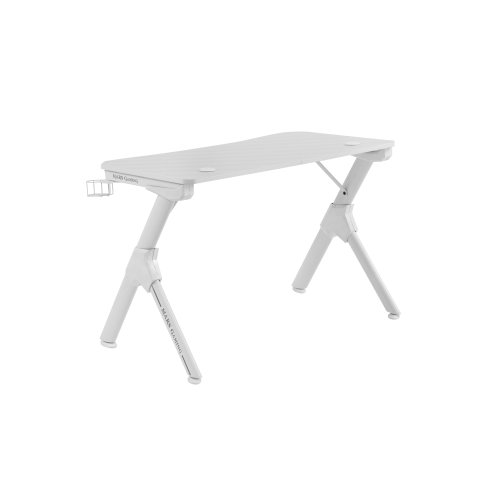 Mesa Mars Gaming Mgd White Chasis De Acero Tablero 110x60cm Altura 74cm Con Diseño De Fibra De Carbono Con Guias Y Soportes