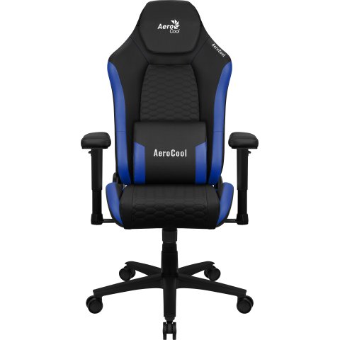 Silla Gaming Aerocool Crown Diseño Premium Cuero Sintetico Aeroweave Negra Con Detalles En Azul Reposabrazos 2d Cojin Lumbar 