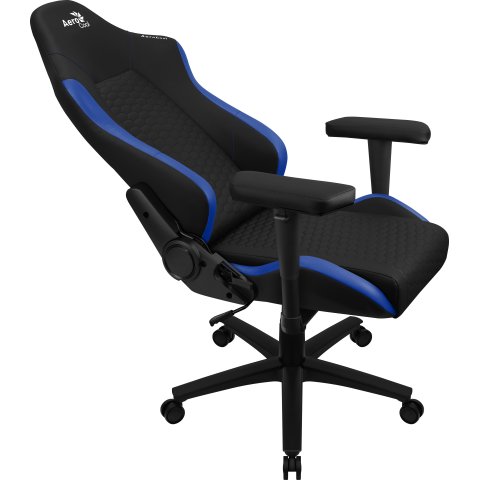 Silla Gaming Aerocool Crown Diseño Premium Cuero Sintetico Aeroweave Negra Con Detalles En Azul Reposabrazos 2d Cojin Lumbar 