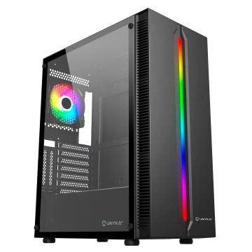 Caja Atx Unyka Lumina 205 Black Led Argb Usb's 3,0 Ventilador 120mm Rgb Cristal Lateral Templado 2bahías 3,5”   Slot De Expan