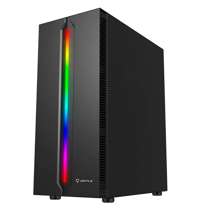 Caja Atx Unyka Lumina 205 Black Led Argb Usb's 3,0 Ventilador 120mm Rgb Cristal Lateral Templado 2bahías 3,5”   Slot De Expan