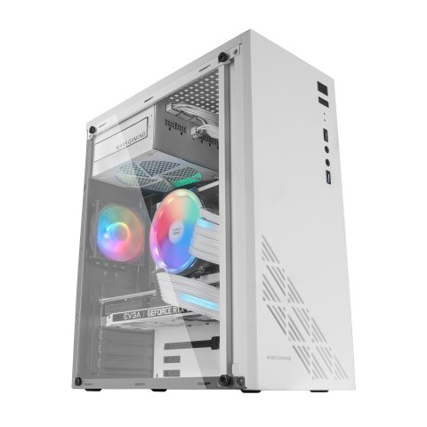 Caja Atx Semitorre Gaming Mars Gaming Mc100 White Frontal Y Chasis En Acero Ultra-ligero 1xventilador 120mm Trasero Rgb Venta