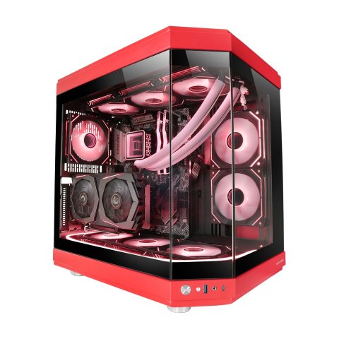 Caja Atx Semitorre Gaming Mars Gaming Mc3t Color Rojo Vista Panoramica 3 Paneles De Cristal Templado 3 Slots Pci Verticales U
