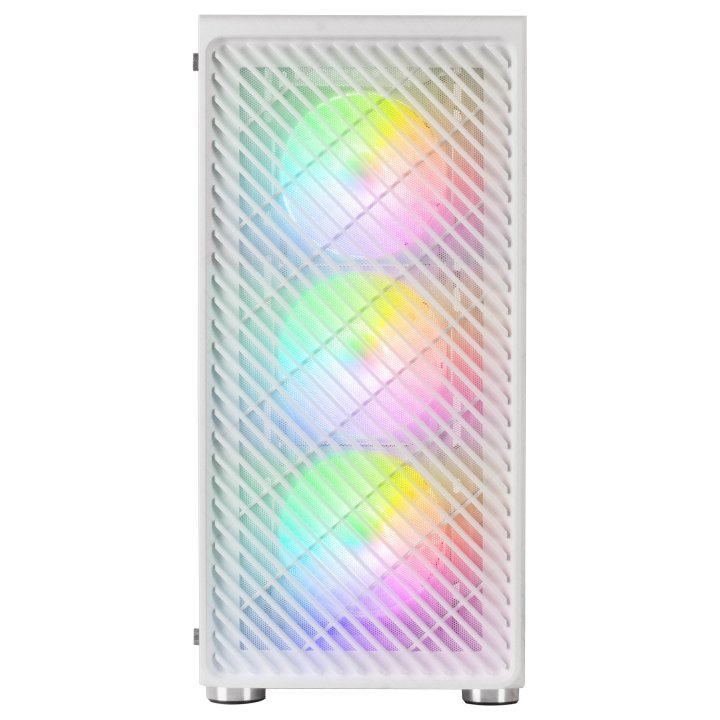 Caja Atx Semitorre Gaming Mars Gaming Mc-f White Frontal Metal Mesh 3 Ventiladores Argb 120mm +1 Trasero Lateral De Cristal T