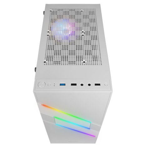 Caja Atx Semitorre Gaming Mars Gaming Mc-u3 White Xl Frontal Argb Con Ventilador Trasero Sincronizado Lateral Cristal Templad