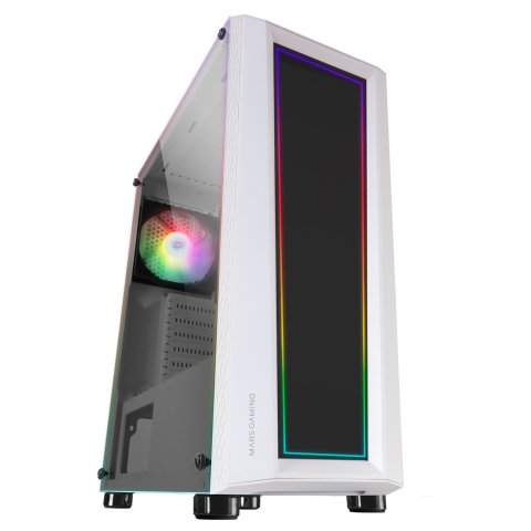 Caja Atx Semitorre Gaming Mars Gaming Mc-art White Lateral Y Frontal Personalizable Con Iluminacion Rgb Sin Fuente De Aliment