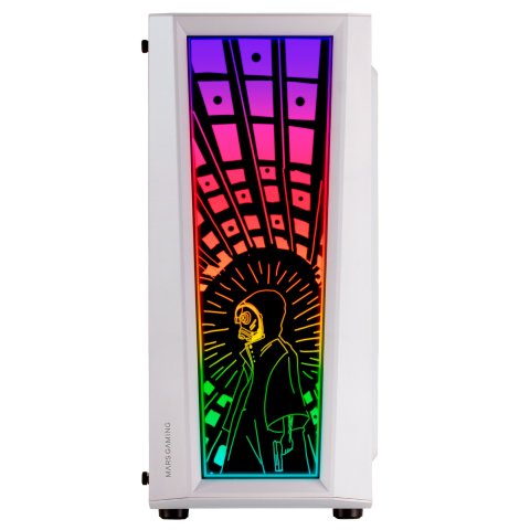 Caja Atx Semitorre Gaming Mars Gaming Mc-art White Lateral Y Frontal Personalizable Con Iluminacion Rgb Sin Fuente De Aliment