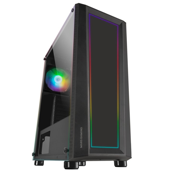 Caja Atx Semitorre Gaming Mars Gaming Mc-art Black Lateral Y Frontal Personalizable Con Iluminacion Rgb Sin Fuente De Aliment