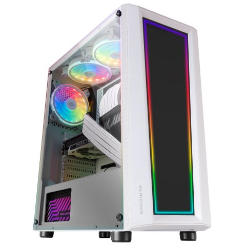 Caja Atx Semitorre Gaming Mars Gaming Mc-art White Lateral Y Frontal Personalizable Con Iluminacion Rgb Sin Fuente De Aliment