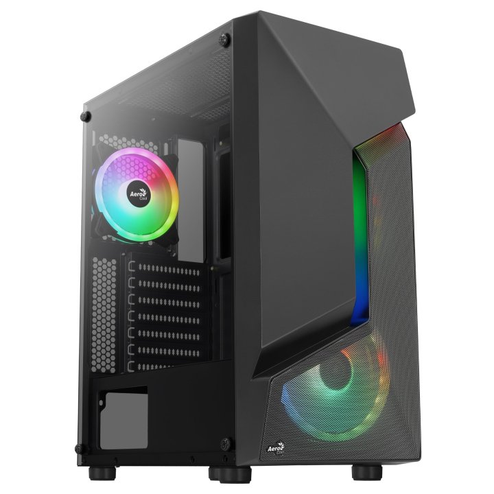 Caja Atx Semitorre Gaming Aerocool Scape Black V3 Frontal Con Linea Argb Incluye 3 Ventiladores Argb 2x140mm 1x120mm Trasero 
