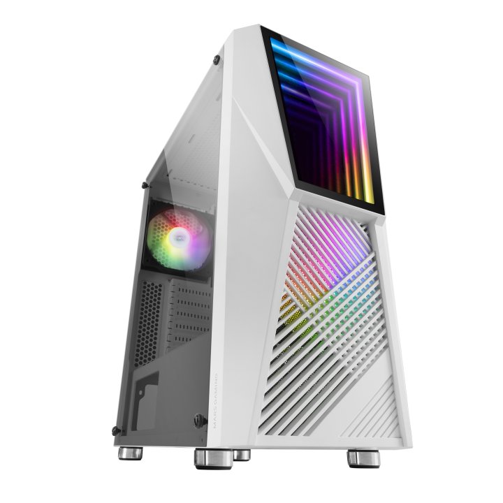 Caja Atx Semitorre Gaming Mars Gaming Mc777 White Frontal Con Espejo Infintio Argb 2xventiladores 120mm Chroma Sin Fuente De 
