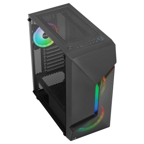 Caja Atx Semitorre Gaming Aerocool Scape Black V3 Frontal Con Linea Argb Incluye 3 Ventiladores Argb 2x140mm 1x120mm Trasero 