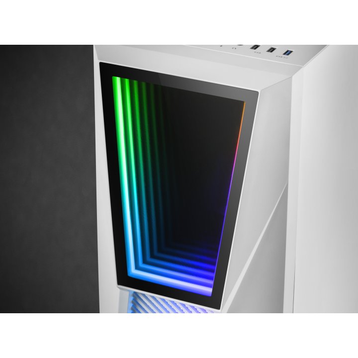 Caja Atx Semitorre Gaming Mars Gaming Mc777 White Frontal Con Espejo Infintio Argb 2xventiladores 120mm Chroma Sin Fuente De 