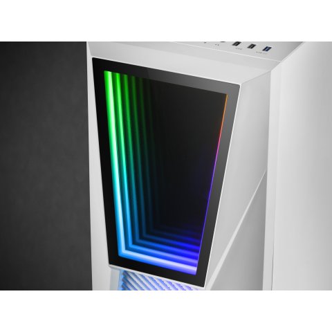 Caja Atx Semitorre Gaming Mars Gaming Mc777 White Frontal Con Espejo Infintio Argb 2xventiladores 120mm Chroma Sin Fuente De 