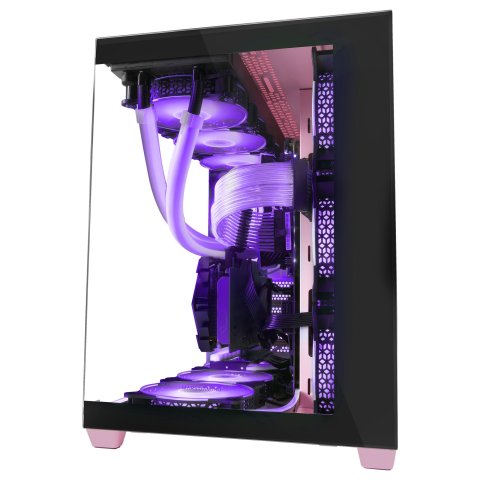 Caja E-atx Torre Gaming Mars Gaming Mcv4 Pink Xxl Premium Custom Doble Ventana De Cristal Templado Continuo Sin Fuente De Ali