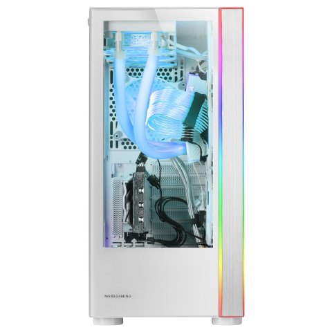 Caja E-atx Torre Gaming Mars Gaming Mc-ultra White Doble Linea Argb Frontal Y Lateral De Cristal Templado Sin Fuente De Alime