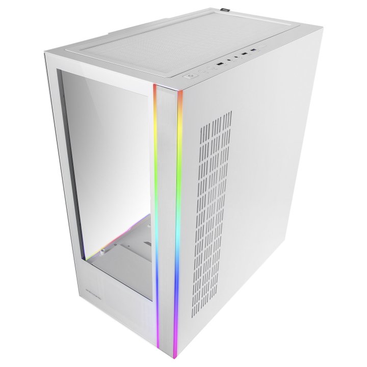 Caja E-atx Torre Gaming Mars Gaming Mc-ultra White Doble Linea Argb Frontal Y Lateral De Cristal Templado Sin Fuente De Alime