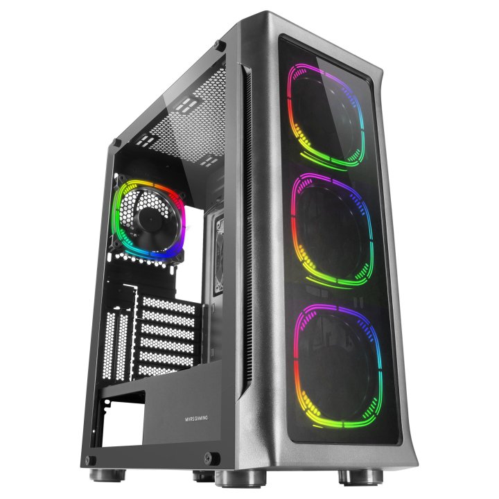 Caja E-atx Torre Gaming Mars Gaming Mc-neo Black Premium 4 Ventiladores Argb Frontal Y Lateral De Cristal Templado Sin Fuente