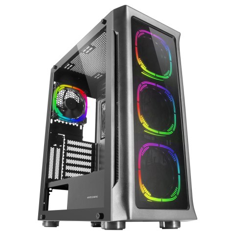 Caja E-atx Torre Gaming Mars Gaming Mc-neo Black Premium 4 Ventiladores Argb Frontal Y Lateral De Cristal Templado Sin Fuente