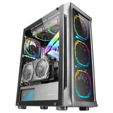 Caja E-atx Torre Gaming Mars Gaming Mc-neo Black Premium 4 Ventiladores Argb Frontal Y Lateral De Cristal Templado Sin Fuente