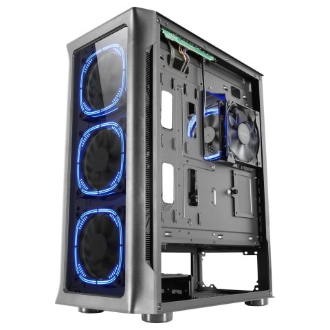 Caja E-atx Torre Gaming Mars Gaming Mc-neo Black Premium 4 Ventiladores Argb Frontal Y Lateral De Cristal Templado Sin Fuente