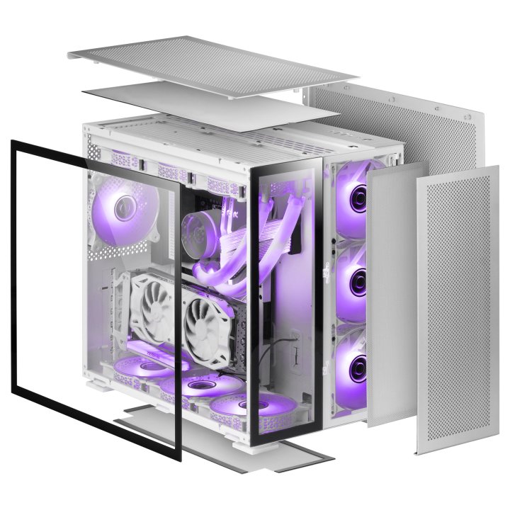 Caja E-atx Torre Gaming Mars Gaming Mc-nova Custom Xxl Lateral Y Parte De Frontal En Cristal Templado Sin Fuente De Alimentac