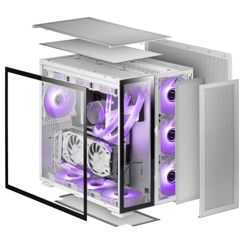 Caja E-atx Torre Gaming Mars Gaming Mc-nova Custom Xxl Lateral Y Parte De Frontal En Cristal Templado Sin Fuente De Alimentac