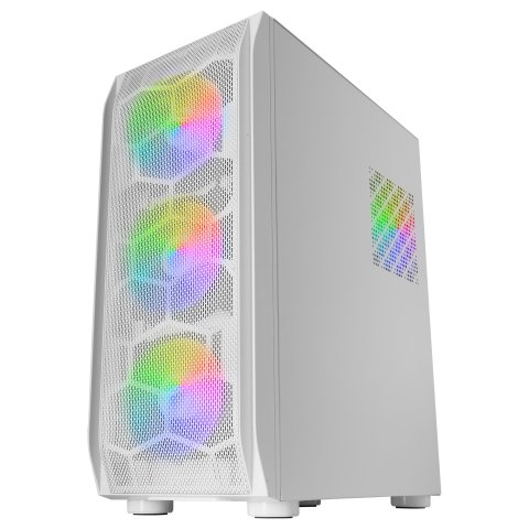 Caja E-atx Torre Gaming Mars Gaming Mc-kx Xxl White Lateral Cristal Templado Frontal Mesh Incluye 5 Ventiladores Argb Sin Fue