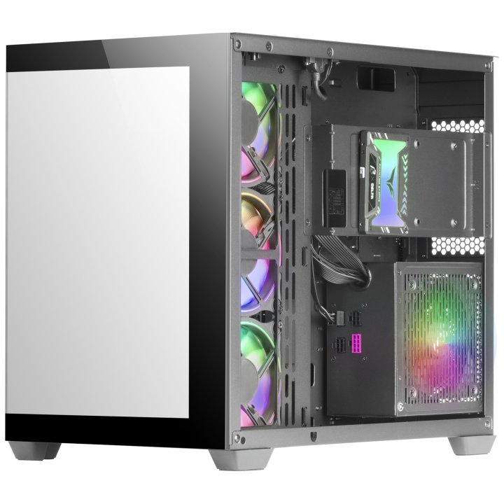 Caja E-atx Torre Gaming Mars Gaming Mcv4 Black Xxl Premium Custom Doble Ventana De Cristal Templado Continuo Sin Fuente De Al