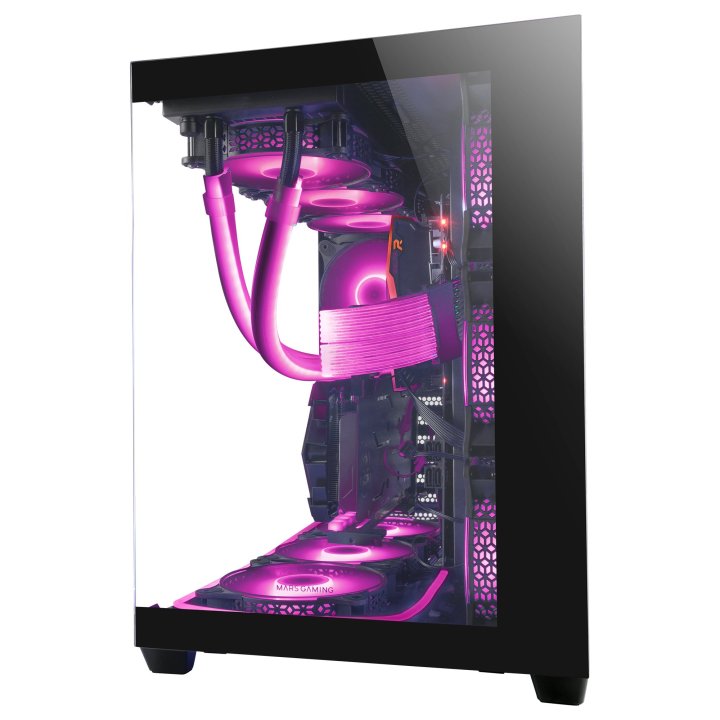 Caja E-atx Torre Gaming Mars Gaming Mcv4 Black Xxl Premium Custom Doble Ventana De Cristal Templado Continuo Sin Fuente De Al