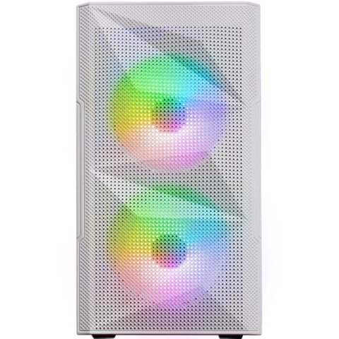 Caja Microatx Gaming Mars Gaming Mc-me White Frontal Mesh Con 2 Ventiladores Frgb 120mm Lateral De Cristal Templado Sin Fuent