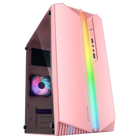 Caja Microatx Gaming Mars Gaming Mc-s1 Rosa Frontal Argb Ventilador Traser Frgb Ventana Lateral Sin Fuente De Alimentacion