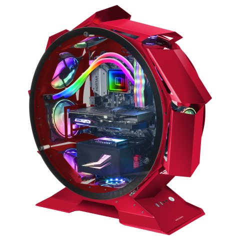 Caja Microatx Gaming Mars Gaming Mcorb Red Diseño Esferico Extremo Premium Doble Ventana De Cristal Templado Sin Fuente De Al