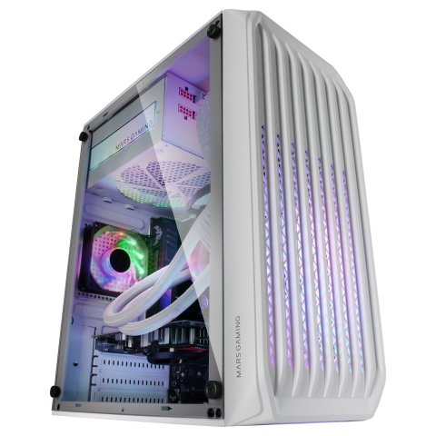 Caja Microatx Gaming Mars Gaming Mc-s2 White Frontal Con Ventilador Frgb Ventana Lateral Sin Fuente De Alimentacion