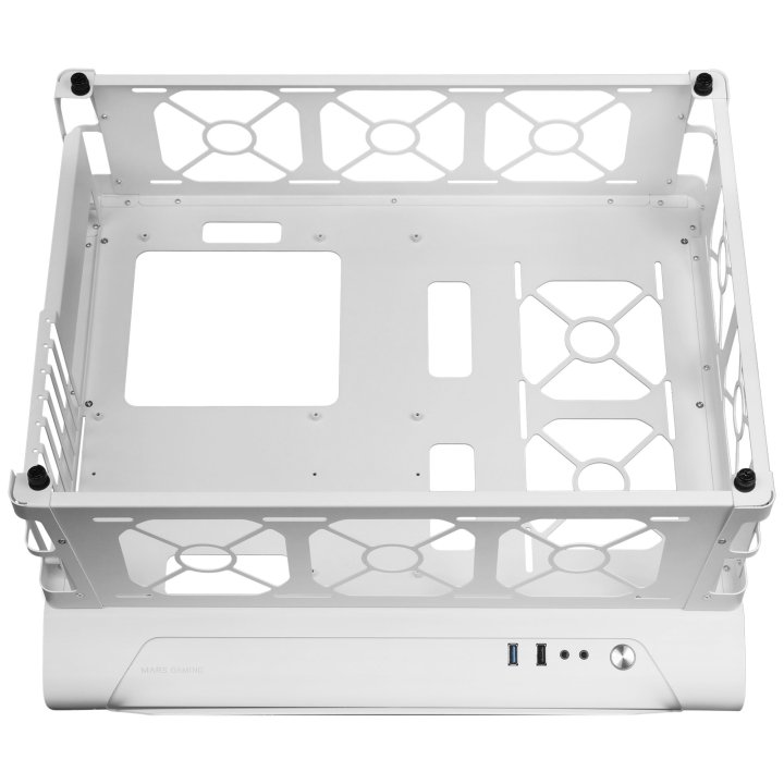Caja Microatx Gaming Mars Gaming Mcb White Diseño Custom Premium Sistema Modular Sin Fuente De Alimentacion